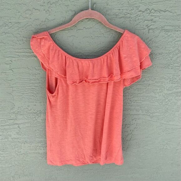 Lilly Pulitzer Off The Shoulder Ruffle Top Pink Blouse Size L Casual - Picture 4 of 9
